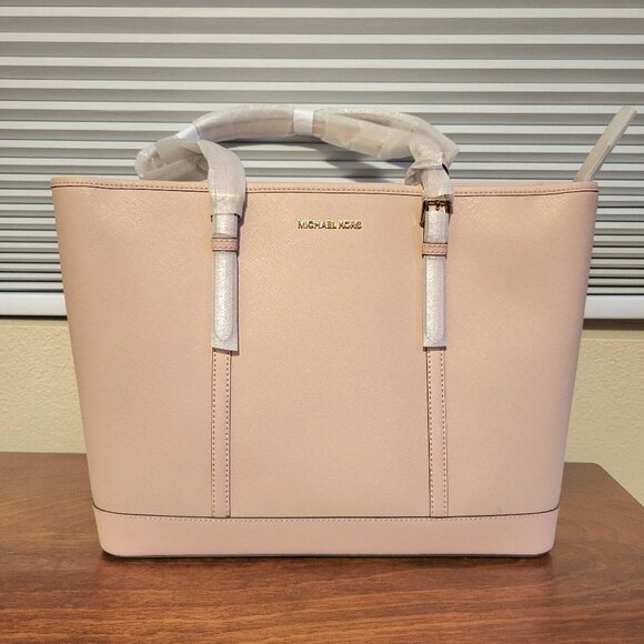 NWT Michael Kors Jet Set Travel Large Shoulder Tote  in Powder Blush - Picture 1 of 12